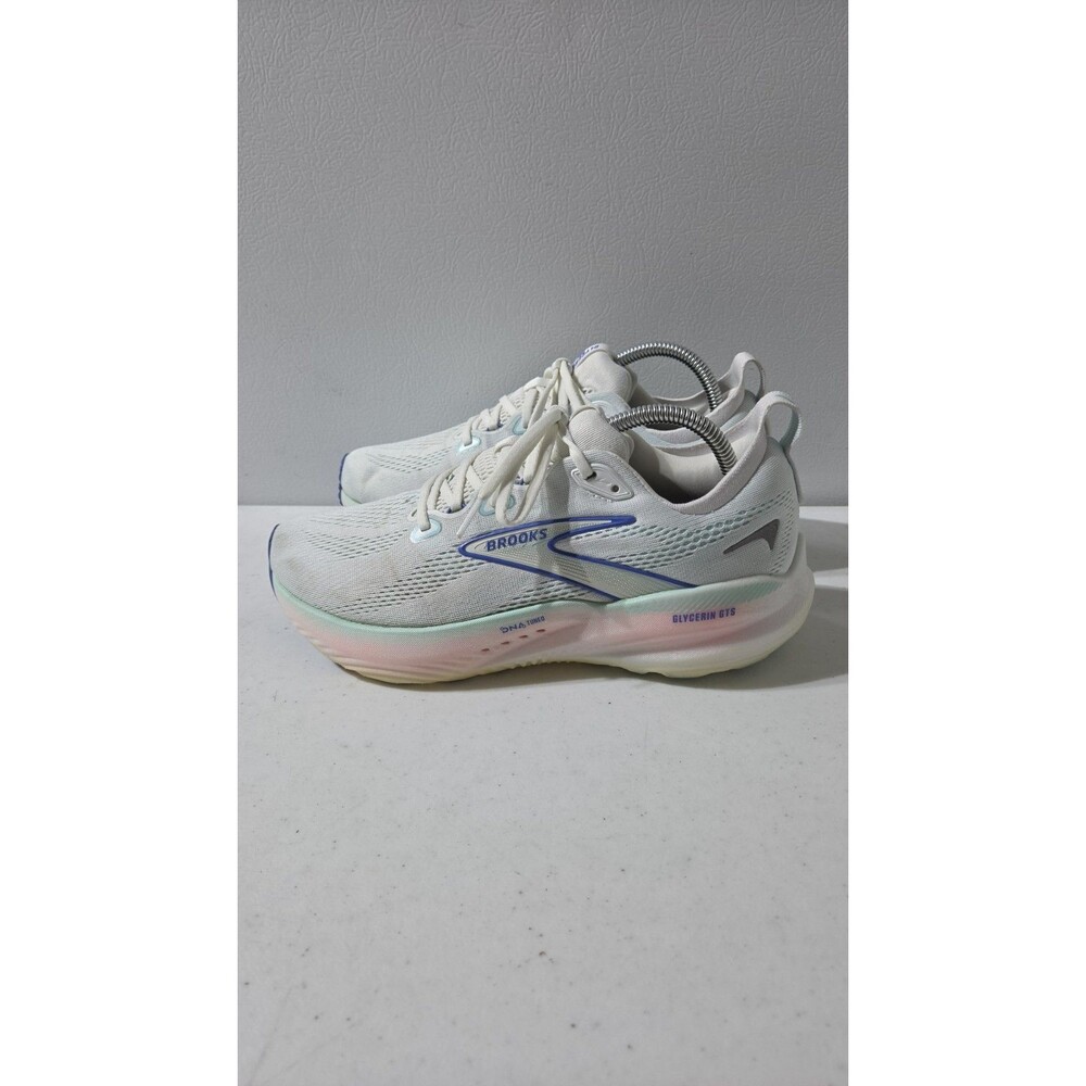 Brooks Glycerin GTS 22 Women's 10 Wide D White Blue Running Shoes 1204351D110